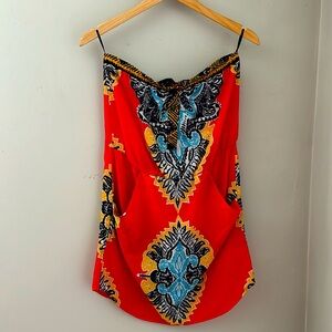 Bright strapless mini